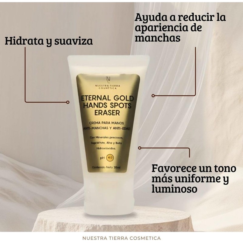 Nuestra Tierra Cosmética Eternal Gold Hands Spots Eraser, Crema de