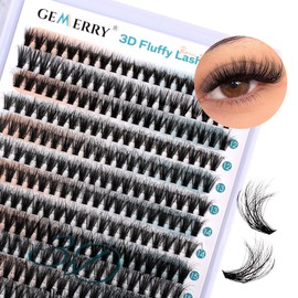 GEMERRY Fluffy Lash Clusters 3D Effect 280pcs Cluster Lashes 10-18mm Mixed Volume Lash Extensions Thick Eyelash Clusters Matte Black DIY Lash Extensions (40D,10-18mm)