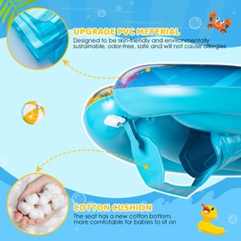 ACELIFE Baby Swimming Ring, Float Inflatable Swimming Hoop Baby with UPF 50+ Sun Protection and Adjustable Safety Seat, Pool Float for Toddlers 6-36 Months