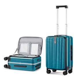 Hanke 20 Inch Carry On Luggage with Wheels PC Hard Shell Suitcase Top Opening Aluminum Frame Tsa Luggage Suitcases for Travel Woman Men, Caribbean Blue.
