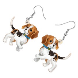 RAIDIN Acrylic Cute Dog Earrings Jewelry for Women Girls Sweet Puppy Pets Dangle Hook Earrings Gifts for Dog Lovers Charms (Beagle Earrings)