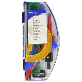 Westcott Ten Piece Math Tool Kit, Blue and Gray (14552)