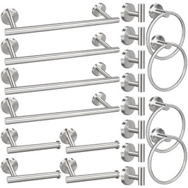 20pcs Bathroom Hardware Set, Brushed Nickel Bath Hardware Set, Including 16" Hand Towel Bars, Toilet Paper Holders, Towel Rings, Robe Towel Hooks (20pcs, Brushed Nickel)