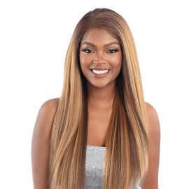 Shake-N-Go Snatched Glueless Lace Synthetic Wig - Lumi (Color : Ffh-Honey)