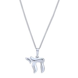 Vanbelle Sterling Silver Jewelry - Rhodium Plated with 925 Stamp - Religious Theme Chai - Good Luck Pendant-Necklace for Women - 16.5" long + 2" Extender