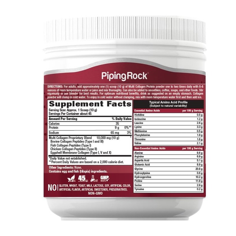 Piping Rock Multi Collagen Protein Powder | 16 oz Unflavored