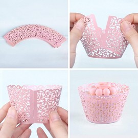 Longsing Wedding Cupcakes Cupcake Wrapper Cupcake Decorations for Wedding Birthday Party Supplies Pack of 50