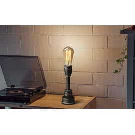 JINYU Vintage American Village Style Desk Light Creative Table Lamp Alloy Metal Water Pipe Table Night Lights, Bedside Desk Lamps, Industrial Steampunk Retro Base E27 Holder Fitting Lighting Fixture