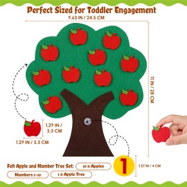 MAGICLULU Felt Apple and Number Tree, Kids Math Numbers Counting Game Toy Set, Toddler Felt Board for Preschool Early Educational Classroom and Home Learning Aid