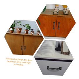 LALAFINA 6Pcs Vintage Arched Door Pull Handles Replacement Hardware for Wardrobe Smooth Curved Design Durable Iron Door Handle for Cabinet and Furniture Upgrade