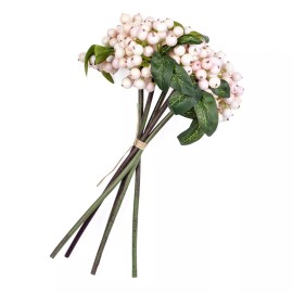 Unbranded Package of 2 Artificial Cream and Pink 11" Berry Bundles