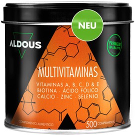 Multivitamin Tablets High Dose - 500 Tablets | + 1 Year | Vitamin C, D, E, A, B Vitamins, Biotin, Folic Acid, Calcium, Zinc, Selenium | Immune System, Energy & Metabolism | Multivitamin Complex