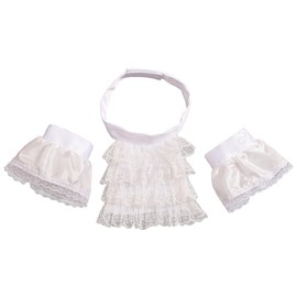 BLESSUME Victorian Lace Jabot with Cuffs, Little White Jabot Cuffs