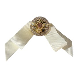 JKQBUX British vintage Crystal Bee Bow Brooch pins for Women/Men/Child Pre-Tied Brooch Pin Short Ribbon Bow Tie Corsage Collar accessory