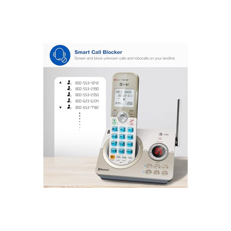 AT&T DL72219 DECT 6.0 - Teléfono inalámbrico de 2 Auriculares