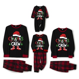 Qianderer Matching Christmas Pajamas Set for Family, Christmas Tree Print Raglan Long Sleeve Tops and Pants Loungewear Sleepwear Sleepwear (Women,XXXL, Ba Black Red 1), Ba Black Red 1, 3XL, Ba Black