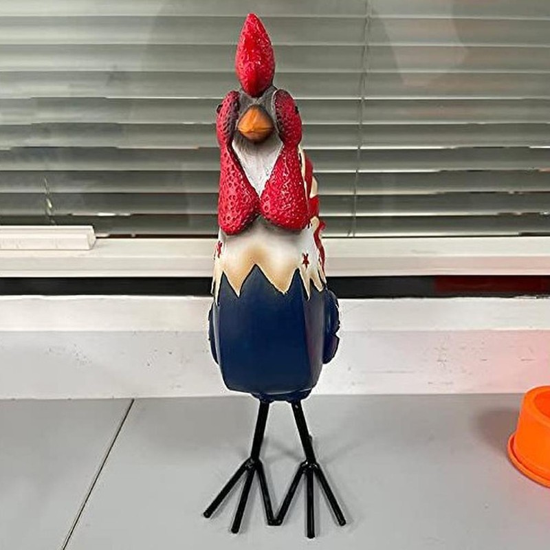 Resin Roosters Ornaments Chicken Statue Independence Day Decoration Patriotic Ornament