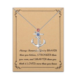 BNQL Anchor Necklace Anchor Gifts for Women Sailor Gifts Nautical Jewelry Gifts Sailor Necklace Anchor Pendant Necklace, Stainless Steel, stainless steel
