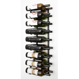 VintageView W Series – 18 Bottle Wall Mounted Wine Rack for Magnum and Champagne (Satin Black) Stylish Modern Wine Storage with Label Forward Design