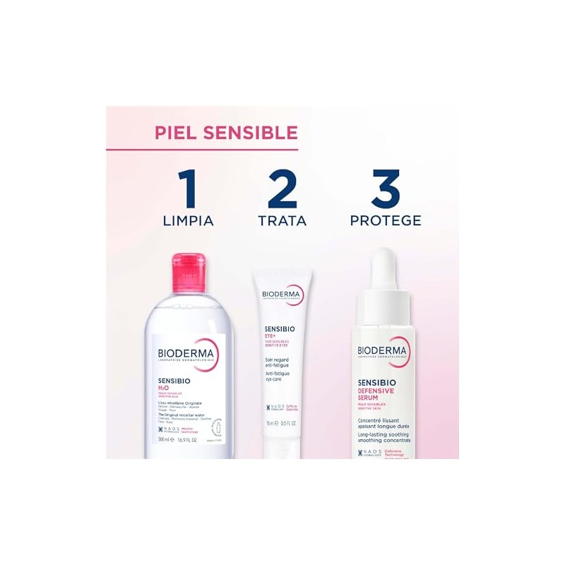 BIODERMA, Agua Micelar, Sensibio H2O, Desmaquillante para Piel Sensible, Calma