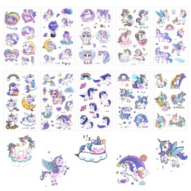 ALLY-MAGIC 10 Sheets Temporary Tattoos Stickers for Kids Unicorn Waterproof Fake Tattoo Stickers Cartoon Sticker Tattoos Gift for Boys Girls Kids School Birthday Party Supplies Y6DJSWSTZ