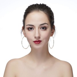 80mm Large Basketball Hula Hoop Earrings for Women Men - Big Thin Hoop Earrings (Gold, 80)