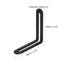 sourcing map 6Pcs Adjustable L-Shape Corner Brace with Slot, 3.15 x 3.15 Inch Stainless Steel Slotted Right Angle Corner Bracket for Wooden Furniture Cabinet, Black