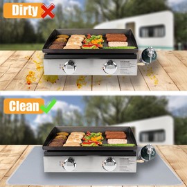 Amerbro 24 x 31 in Heat Resistant Grill Mats for Outdoor Tabletop Grill to Protect Your Prep Table and Outdoor Grill Table, Fire Proof & Water Proof & Oil Proof BBQ Mat - Grey(0.6mm)