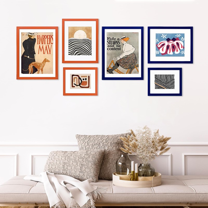 KINLINK 11x14 Picture Frame Navy, Solid Wood Frame 11x14 with