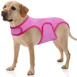 FUAMEY Dog Surgery Suit Female Spay,Dog Recovery Suit Male,Dog Bodysuits After Surgery,Soft Dog Shirts for Post Surgery,Dog Onesie Anti Licking Abdominal Wounds,Dog Clothes for Period Wrap Pink XL
