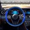 NICEASY Sport Style Blue PU Leather Steering Wheel Cover with