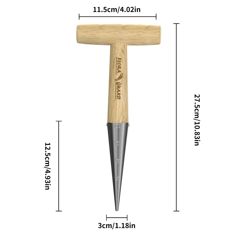 FLORA GUARD Planting Wood Traditional Garden Tools Hand Dibber Light