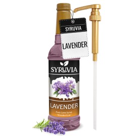 Syruvia Lavender Syrup – Lavender Coffee Syrup Flavor, 25.4 fl oz, Kosher, Gluten Free, Perfect for Coffee, Drinks, Soda, Desserts, and More, With Syrup Pump