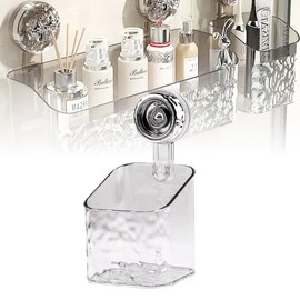 Shower Caddy Suction Cup Storage Rack Clear Acrylic Shower Shelves Glacier Water Ripples Corner Shelf For Bathroom Shower Accessories,Transparent Color Small