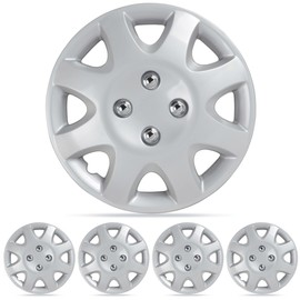 BDK 4-Pack 14" Snap-On Hubcaps Wheel Covers, Universal Fit for OEM Factory Replacement Wheels and Rims, Exterior Car Accessories Impact Resistant Automotive Rim Protectors - Multi-Spoke (Set of 4)