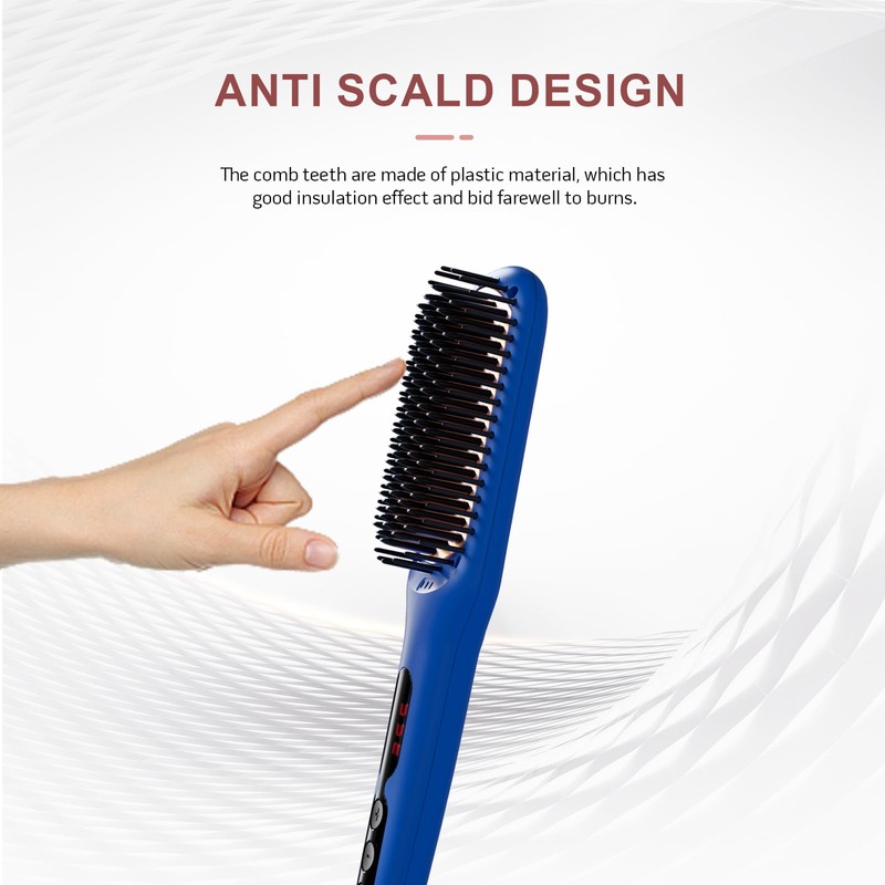 cepillo para polvo alisador de pelo (azul genciano)