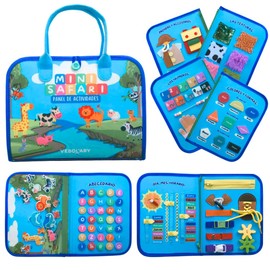 Busy Board Montessori - Learning & Sensory Toy for Children - in Spanish - Promotes Fine Motor Skills & Learning - 2 3 4 Years - Interactive Book - Toy Boys Girls - Gift - Birthday