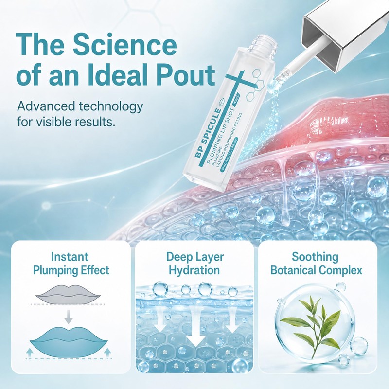 BP Spicule Lip Plumper Gloss, Vitamin E Hydrating Plumping Shot