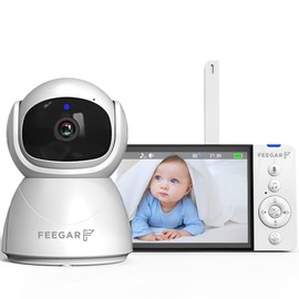 Feegar Baby Monitor with Camera Baby Monitor 5 Inch 720P HD Display 2.4 GHz PTZ 355°/120° Baby Monitor with Remote Control Camera 2 x Zoom VOX Mode Night Vision Temperature Sensor Lullabies 5000 mAh