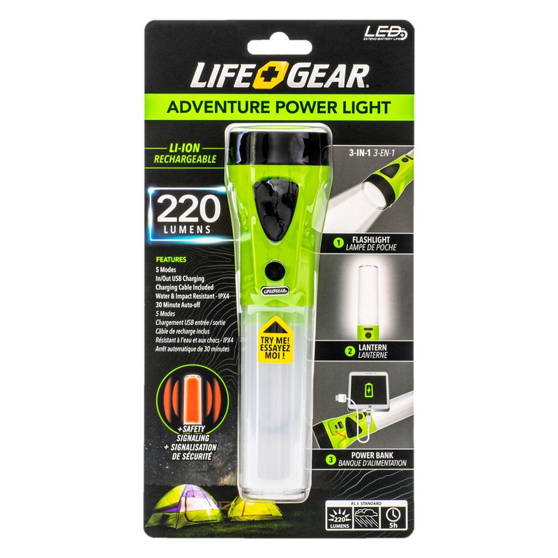 Life Gear Rechargeable Adventure Power Light and Lantern