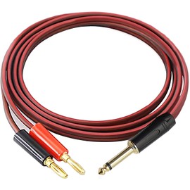 XMSJSIY 1/4 TS to Banana Plug, 6.35mm TS Phono to Banana Plug Speaker Audio Cable,Gold-Plated 1/4 TS Male to Dual Banana Plugs OFC HiFi Speaker Wire for DJ Application, Mixer, Headphone Jack-2m