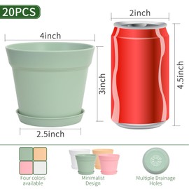 GARDIFE 20 Pack 4 inch Plant pots, planters for Indoor Plants, Flower pots, Color