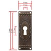FUXXER® 6x Antique Key Signs Lock Rosettes Vintage Brass 73x24mm