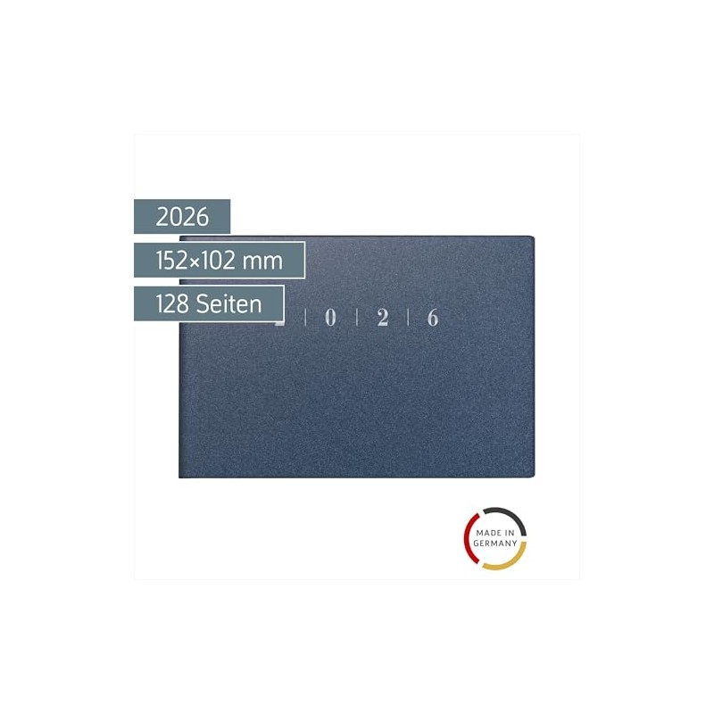 rido/idé Septimus 2026 Pocket Calendar A6 Landscape Plastic Blue