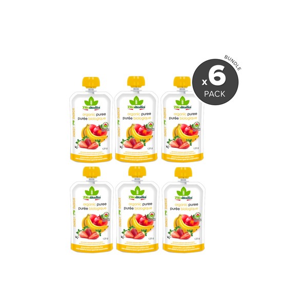 Bioitalia Apple Strawberry Banana Organic Puree Smoothie Bundle