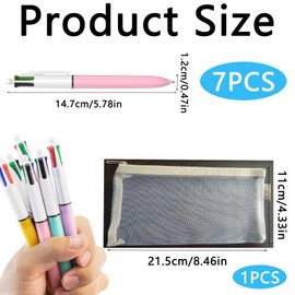 KSVFTB 7 Pack 4 Colour Pens All In 1,Multicoloured Pen,4 Colour Pens All in One,Multi Pens 4 In 1, Retractable Ballpoint Pens with Black, Blue, Red, and Green Ink for Office and School Supplies