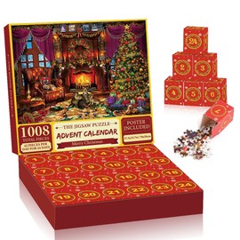 Advent Calendar 2024 Puzzle for Children and Adults, 24 Boxes - 1008 Pieces Puzzles, The Birth of Christ, Home Decoration, Christmas Gifts for Adults, Children (C)