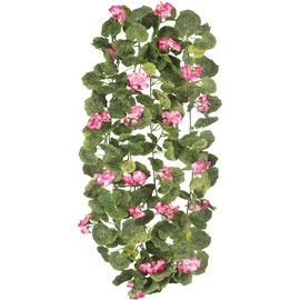 CISDUEO 2 Pcs Spring Summer Flower Garland Geranium Artificial Pink Geranium Outdoors Artificial Flowers UV Resistant Hanging Basket Floral Garland for Porch Farmhouse Centerpiece Decor