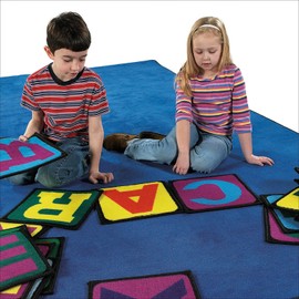 Flagship Carpets Alphabet Number Seating Squares – 12"x12" Durable and Colorful Kids Carpet Tiles for Classroom, Daycare, Playroom, or Home Learning – Set of 26