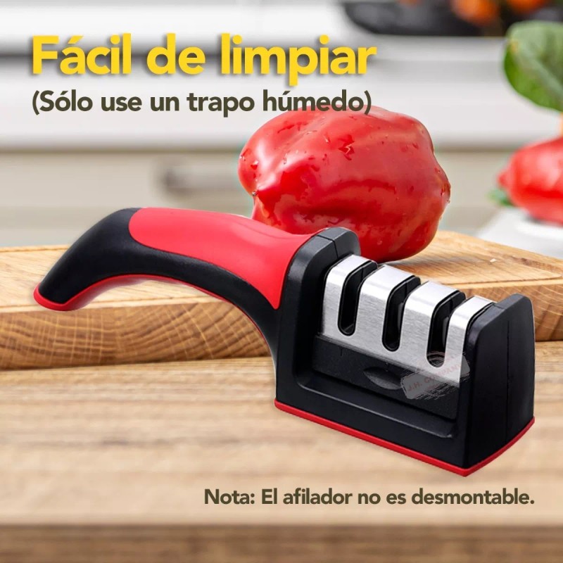 J.H. Company Afilador De Cuchillos Cocina Ergonómico 3 Etapas Manual